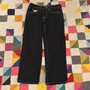 Empyre black denim white accent stitching waist 24” with back pocket embroidery